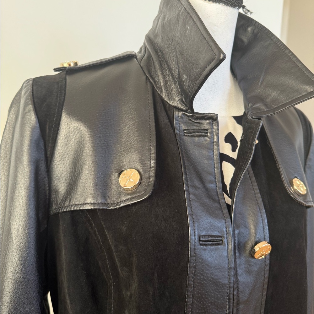 Iman suede/leather black Women's Coat - Picture 2 of 9